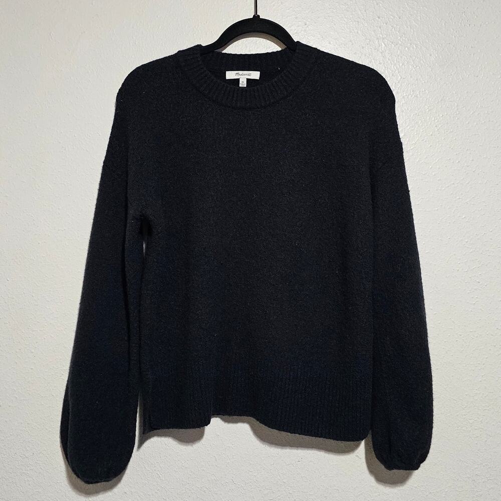 Madewell Payton Pullover Sweater Coziest Yarn Black Women XS Merino Wool Blend